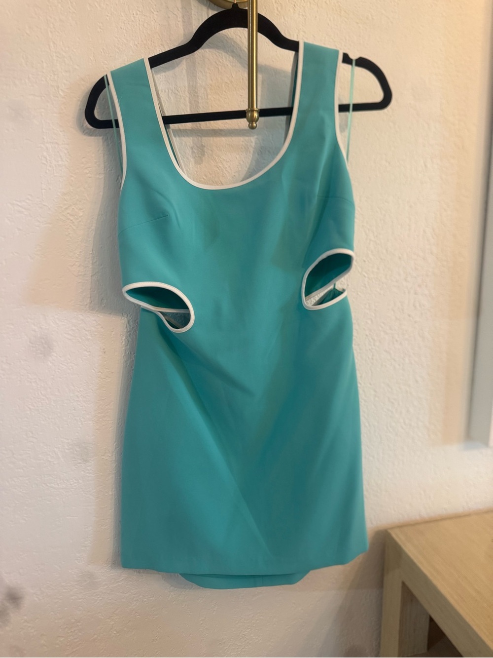 Amanda Uprichard Teal Mini Dress with White Trim